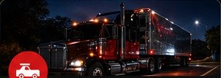 Roadside service truck at night